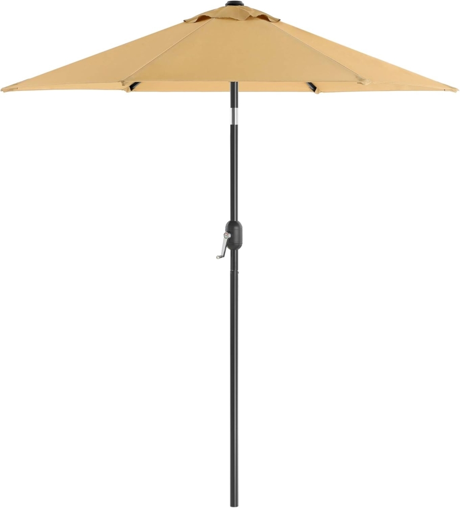 Songmics Gartenschirm 210 cm, Sonnenschutz UPF 50+, Sonnenschirm, Neigung 30°, mit Kurbel, für Terrasse, Balkon, Pool, ohne Sockel, Taupe GPU202K01 Bild 1