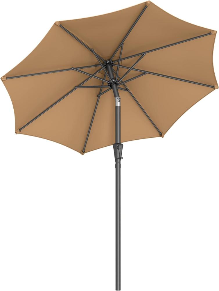 Songmics Gartenschirm 210 cm, Sonnenschutz UPF 50+, Sonnenschirm, Neigung 30°, mit Kurbel, für Terrasse, Balkon, Pool, ohne Sockel, Taupe GPU202K01 Bild 1