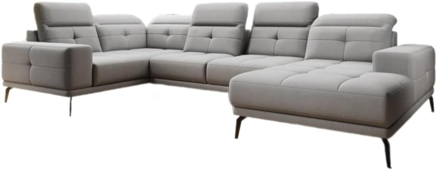 Designer Sofa Nerio mit verstellbarer Kopf- und Rückenlehne Stoff Grau Rechts Bild 1