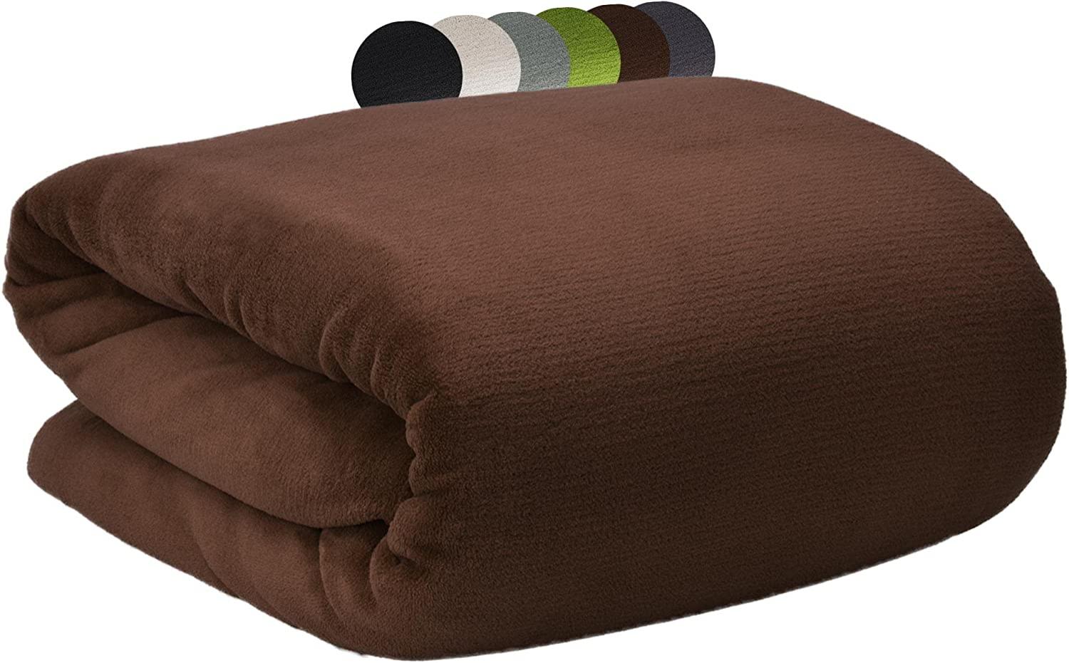 Beautissu Aurelia Corall Fleece Decke Dunkelbraun, 200x150 cm Bild 1