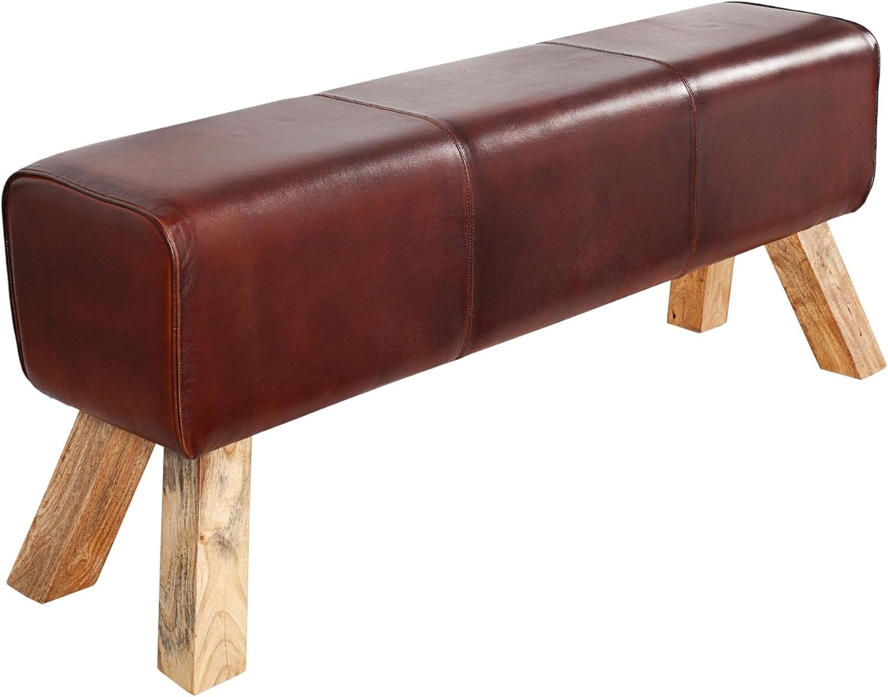 riess-ambiente Sitzbank TURNBOCK 120cm braun / natur, mit Echtleder-Bezug Bild 1