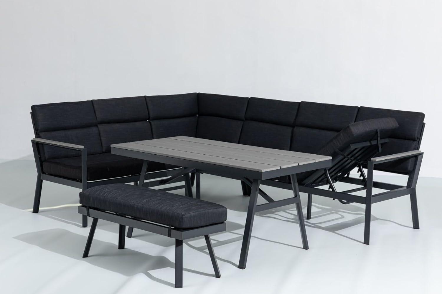 Gardissimo Dining-Ecklounge "Nabari" inkl. Ecksofa, Bank, Tisch und Kissen, anthrazit / grau, ohne Sessel,links Bild 1