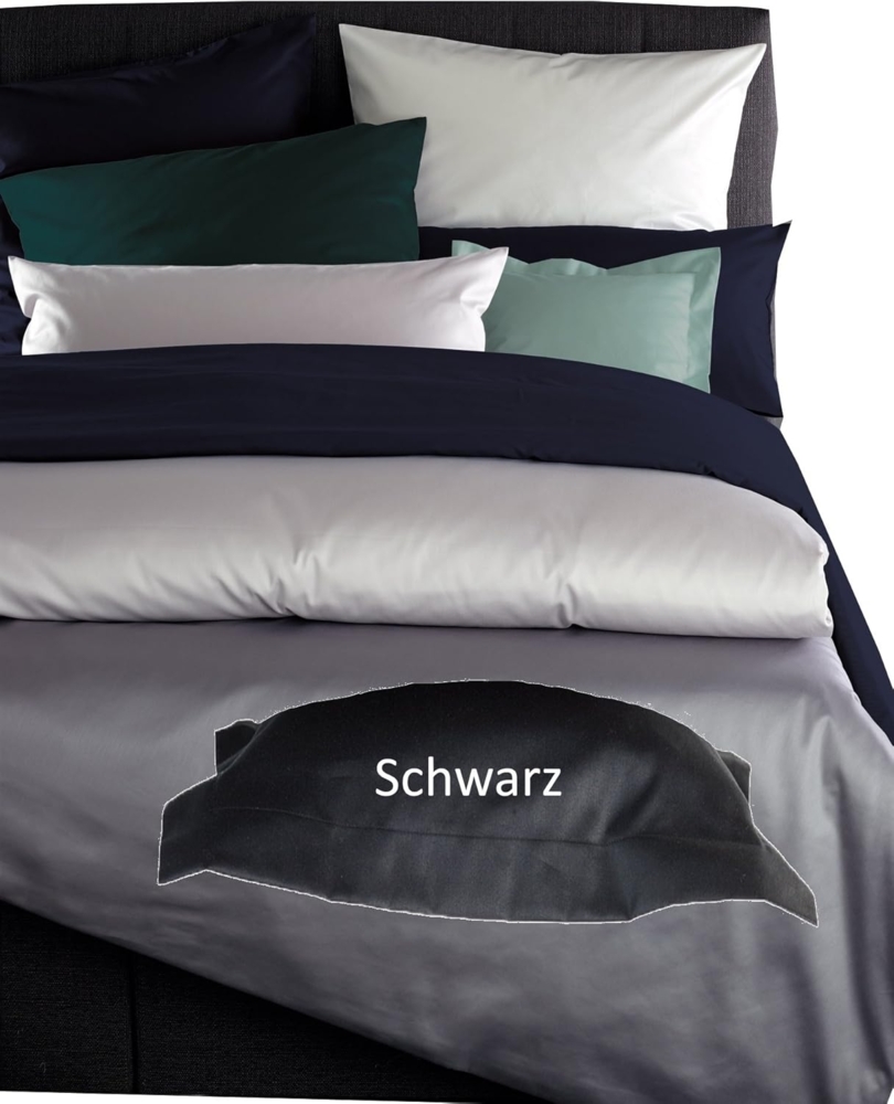 Curt Bauer Uni Mako-Satin Bettwäsche|140x200 cm + 70x90 cm| schwarz Bild 1