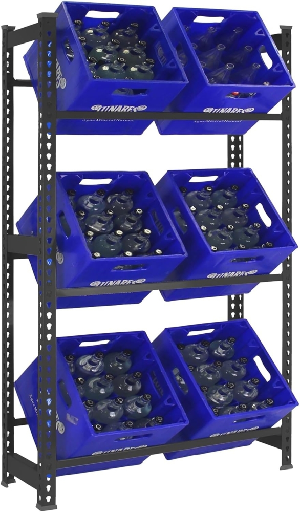 Simonrack Getränkekistenregal, 3 Kästen, Flaschenregal, Getränkekistenhalter, Kistenregal, Weiss - Simonbottle Bild 1