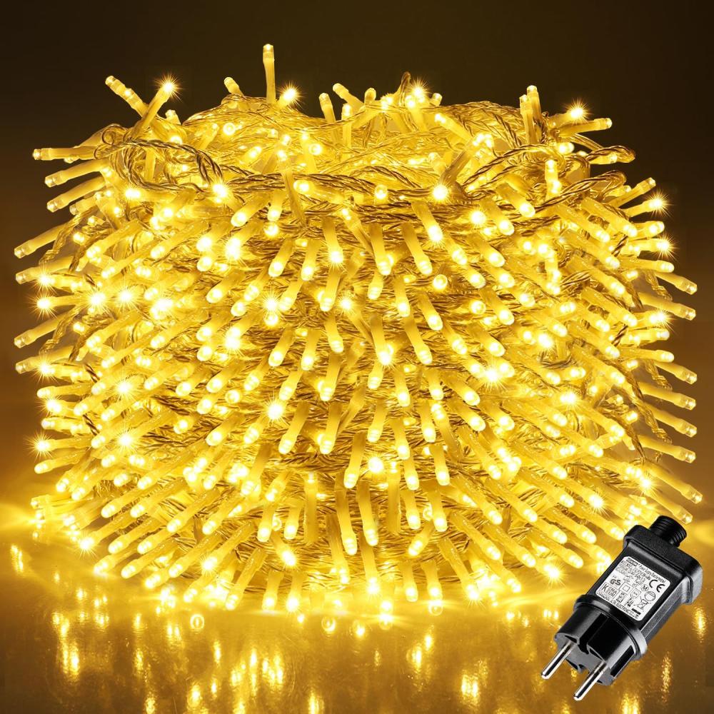 Lichterkette Aussen, LEDYA 30M 300 LED Lichterkette Strom Warmweiß mit 8 Modi und Speicherfunktion, Wasserdichte IP44 für Balkon, Garten, Geländer, Weihnachten, Innen, Außen Dekoration Bild 1