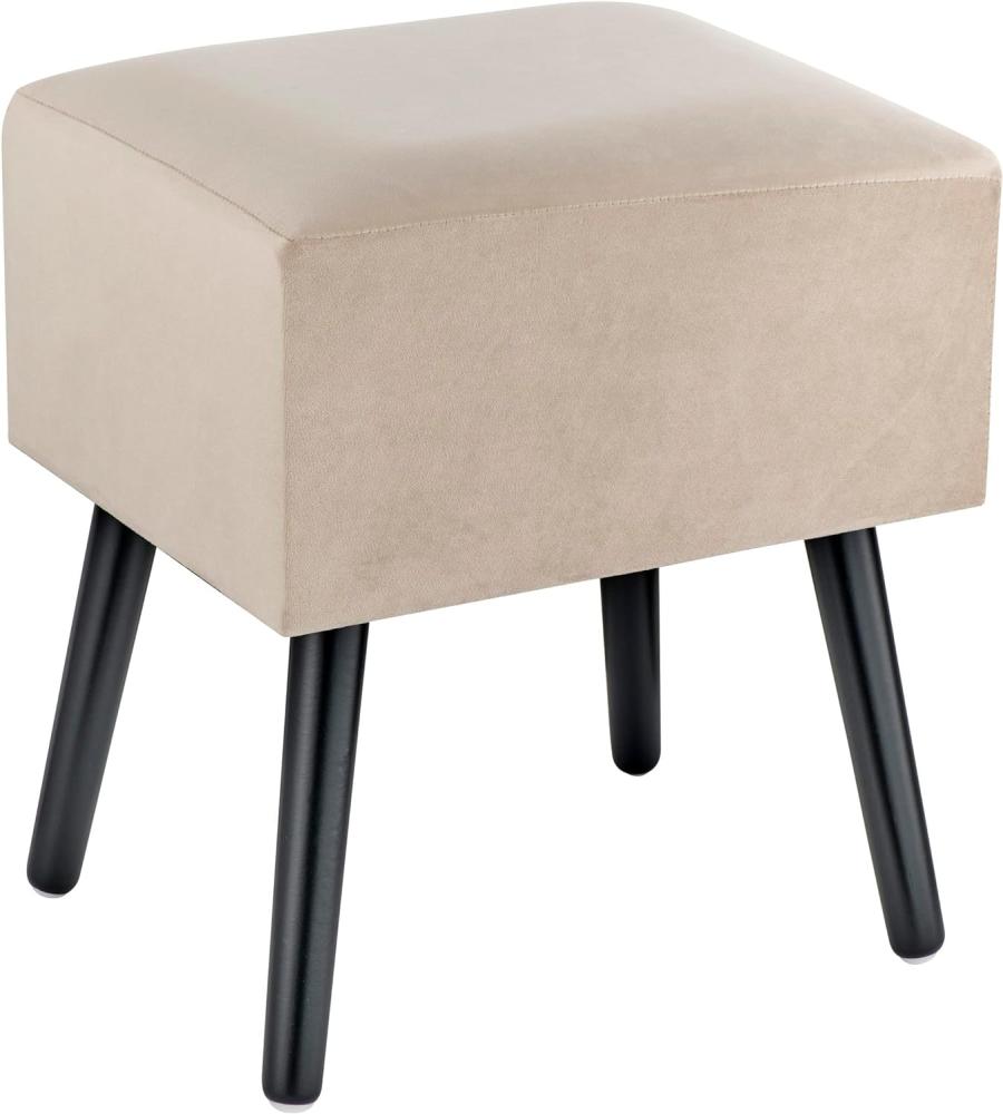 Baroni Home Sitzsack aus Samt, gepolsterter Bankett, Fußstütze mit Pfoten aus Holz, 40 x 33 x 46 cm, Beige Bild 1