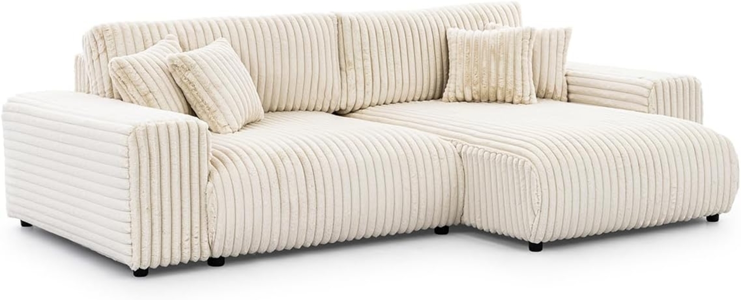 S-Style Möbel Ecksofa Mollis mit Schlaffunktion und Bettkasten aus Plüschcord, mit Wellenfederung Bild 1