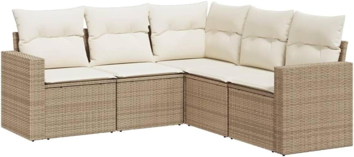 vidaXL 5-tlg. Garten-Sofagarnitur mit Kissen Beige Poly Rattan 3251285 Bild 1