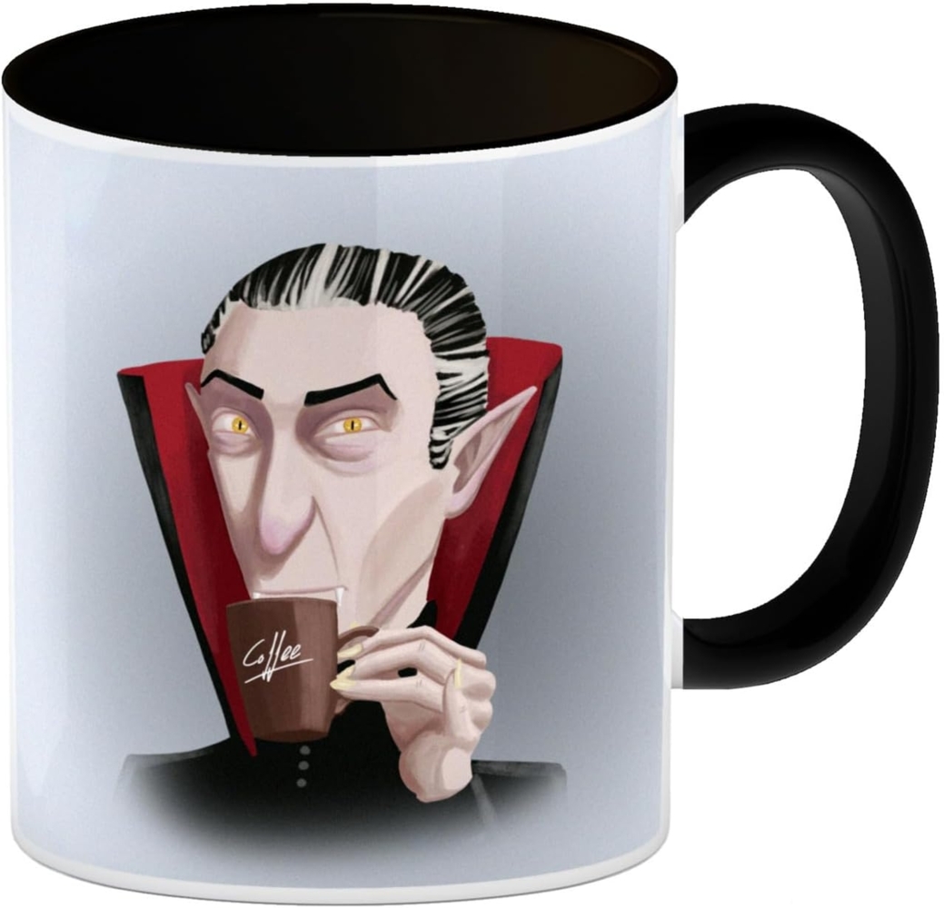 speecheese Tasse Kaffeebecher Schwarz mit lustigem Motiv und Spruch Auch Vampire Bild 1