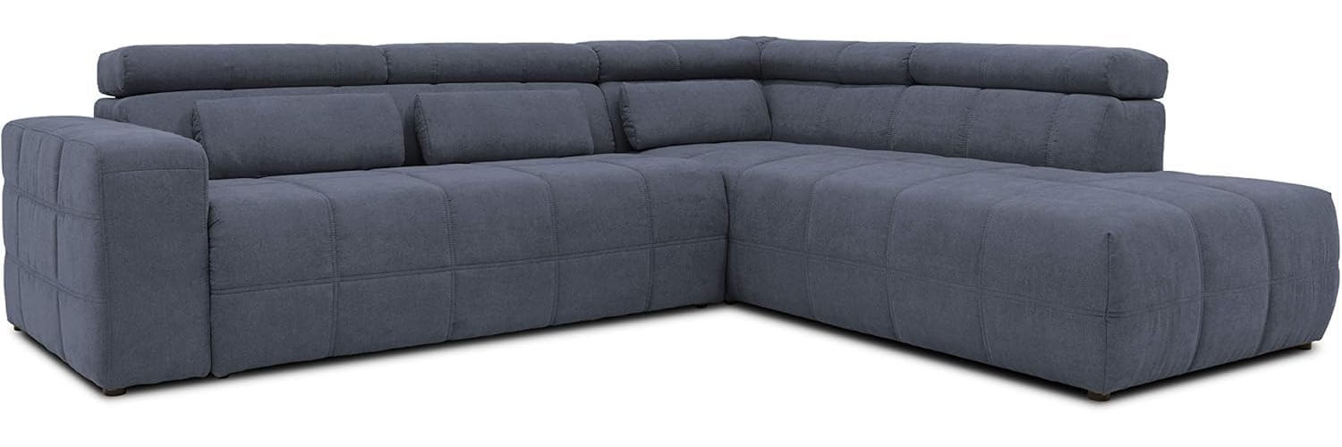 DOMO. collection Brandon Ecksofa, Sofa mit Rückenfunktion in L-Form, Polsterecke, Eckgarnitur, dunkelgrau, Ottomane rechts Bild 1