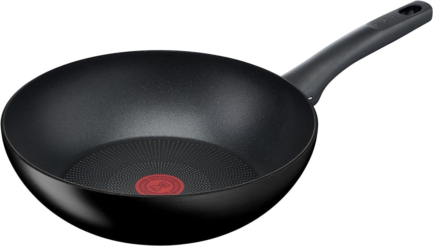 Tefal G28819 Hard Titanium On Wokpfanne 28 cm | Aluminium | unbedenkliche Antihaftversiegelung | Thermo-Signal Temperaturanzeiger | für alle Herdarten geeignet | induktionsgeeignet | Schwarz Bild 1