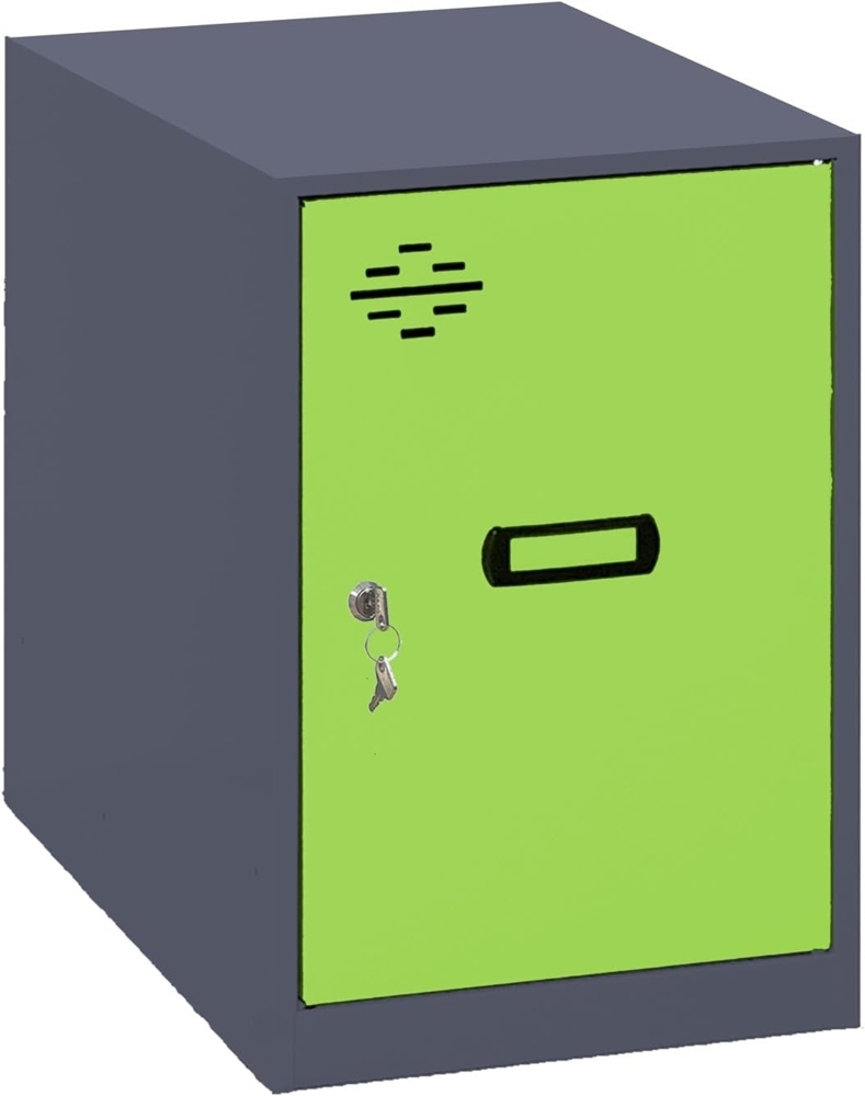 Simon Rack Simonlocker Kommode, klein, 475 x 400 x 500 mm, Amario aus Metall, mit Schlüssel, Anthrazit/Grün Bild 1