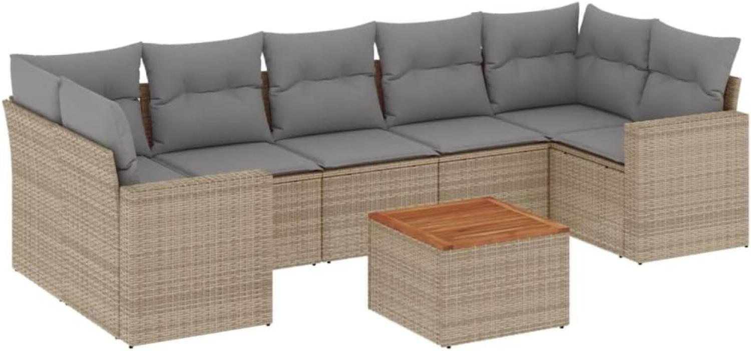 vidaXL 8-tlg. Garten-Sofagarnitur mit Kissen Beige Poly Rattan 3224036 Bild 1