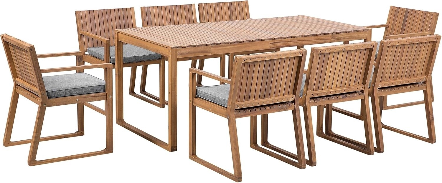 Essgruppe für 8 Personen SASSARI Akazienholz 180x90x75 cm Grau Bild 1