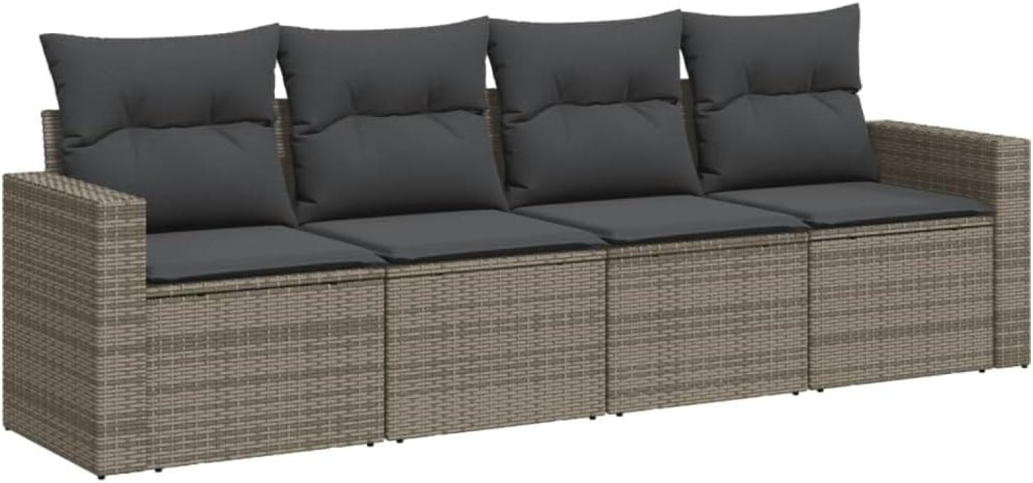 vidaXL 4-tlg. Garten-Sofagarnitur mit Kissen Grau Poly Rattan 3251017 Bild 1