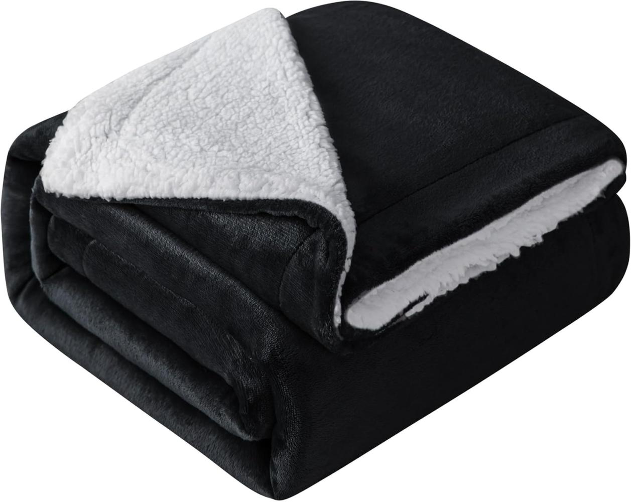 Mixibaby Hochwertige Wohndecken Kuscheldecken, extra Dicke warm Sofadecke/Couchdecke, Größe:150x200 cm, Farbe:Schwarz Bild 1