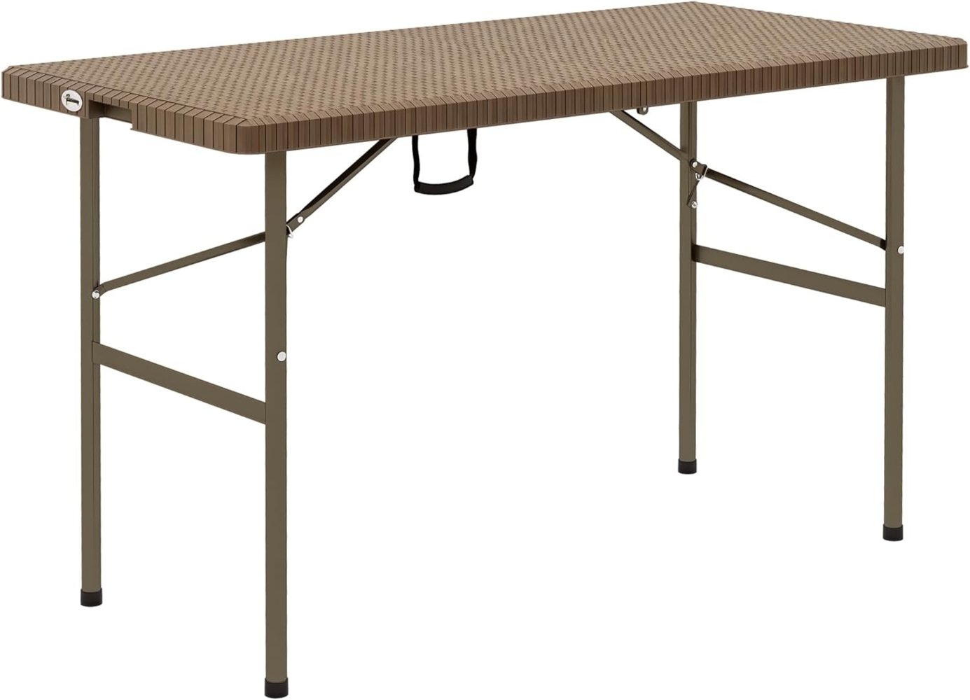 Outsunny Gartentisch Campingtisch Klapptisch mit Rattanoptik (Balkontisch, 1-St, Buffettisch), HDPE, Braun, 122 x 60 x 73 cm Bild 1