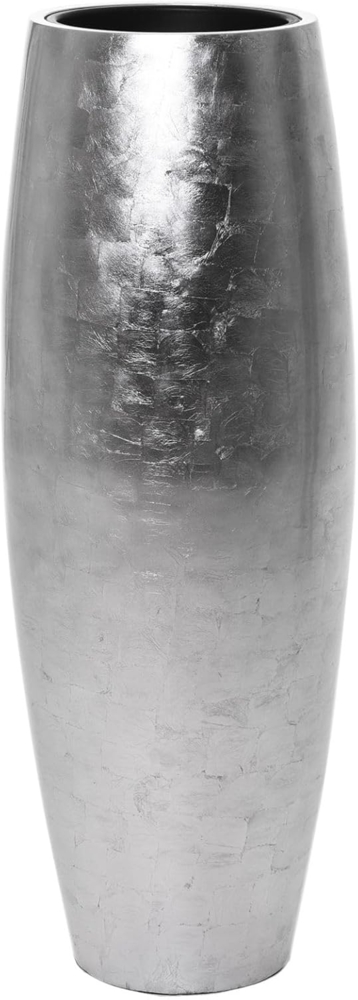 VIVANNO Bodenvase Exklusiver Pflanzkübel Fiberglas MAGNUM Silber Hochglanz - 29x100 cm Bild 1