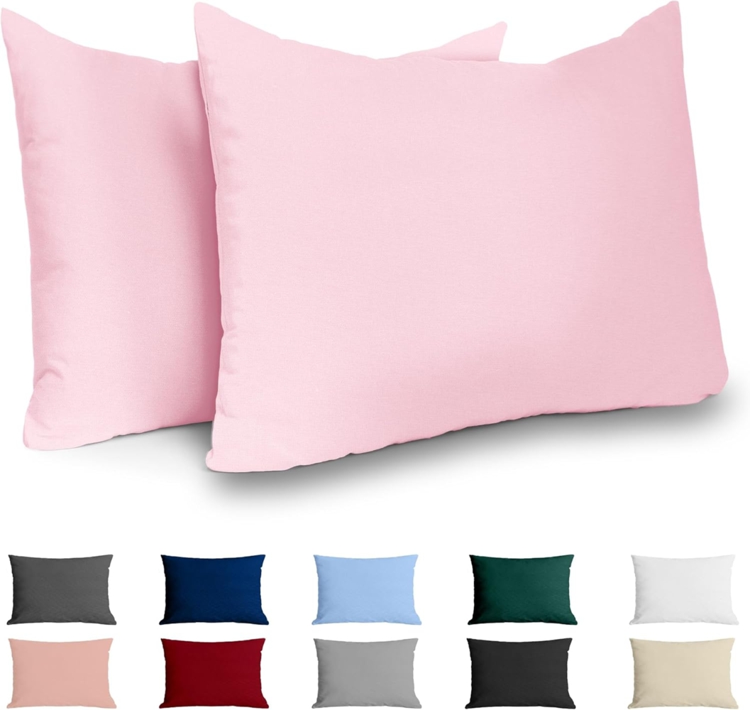 Dreamzie Kissenbezug 40x70 Renforcé Baumwolle (2er-Set) - Rosa - Dicht gewebt mit 57 Fäden/cm² - Kissenbezug 40x70 - Oeko Tex Zertifiziert Bild 1