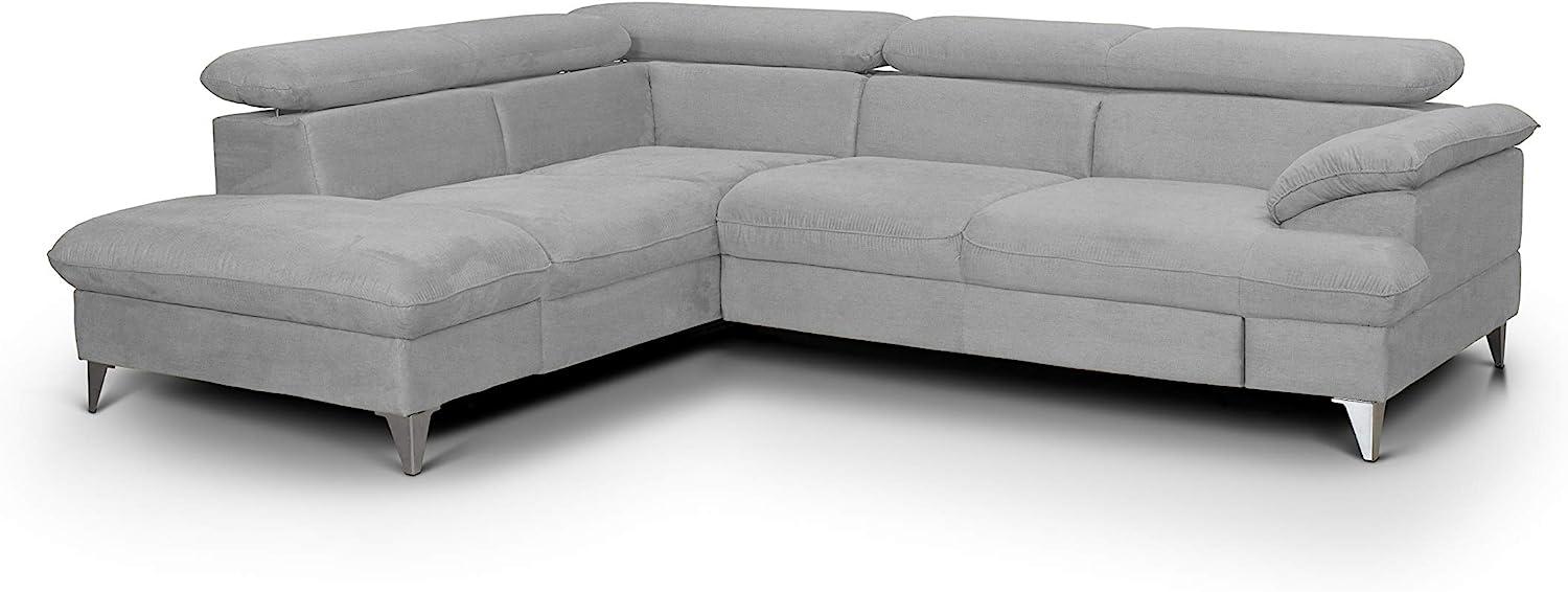 Mivano Schlafsofa David / Moderne Eckcouch mit verstellbaren Kopfstützen, Schlaffunktion und Stauraum / 256 x 71 x 208 / Mikrofaser-Bezug, Grau Bild 1