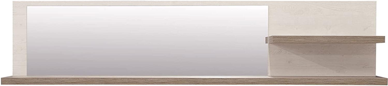 FORTE Duro Wandregal mit Spiegel, Holzwerkstoff, Weiß/Beige/Braun, 212,8 x 46,6 x 25 cm Bild 1