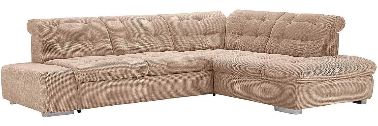 Cavadore Ecksofa Pales mit Kopfteilverstellung, Polsterecke im modernen Design, 280 x 75-84 x 227, Softstruktur Beige Bild 1