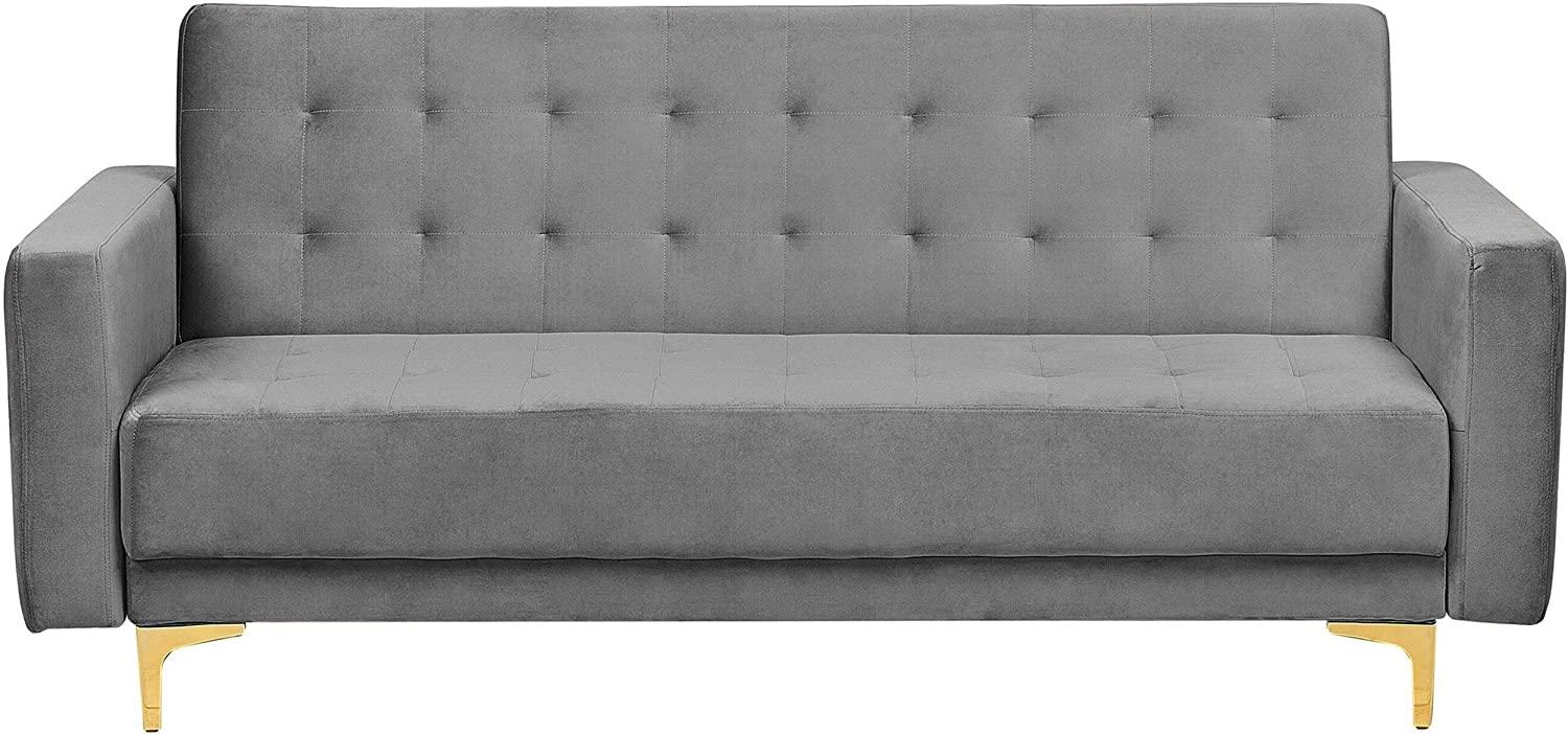 Schlafsofa 3-Sitzer Samtstoff grau ABERDEEN Bild 1