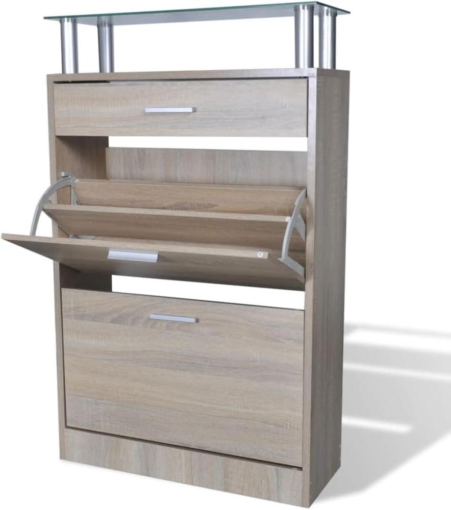 vidaXL Schuhschrank mit Schubfach & oberes Glasregal Holz Eichenoptik 241245 Bild 1