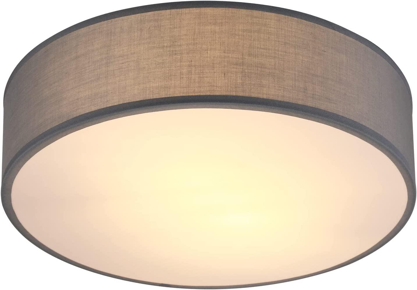 monzana Deckenleuchte Deckenleuchte, Innenbeleuchtung, Deckenlampe Stoff Grau 38 cm Modern E27 Rund 2 Flammig Deckenleuchte Bild 1