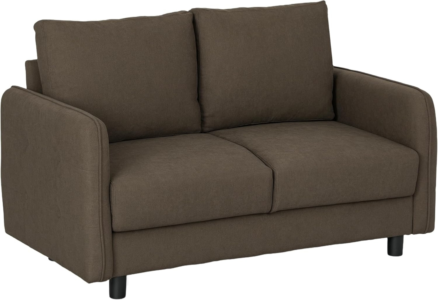 HOMCOM 2-Sitzer Sofa modern Couch mit Armlehne, 2 Wurfkissen, Polstersofa 1 Teile, für Wohnzimmer, 136 x 75 x 84 cm, Braun Bild 1