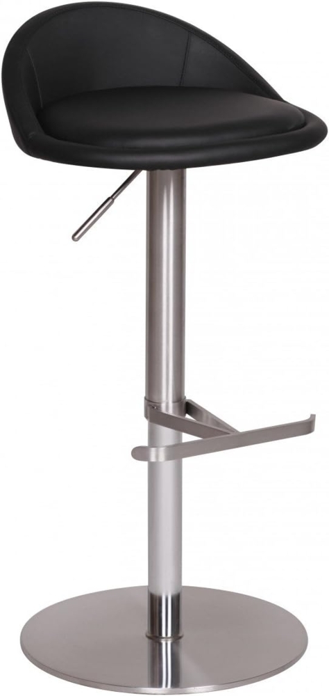 Barhocker WL1.281 Schwarz Edelstahl höhenverstellbare Sitzhöhe 54-79 cm, Design Barstuhl mit Rückenlehne, Bistrohocker Barsitz Gepolstert, Thekenhocker 360° Drehbar, Tresenstuhl Modern Bild 1