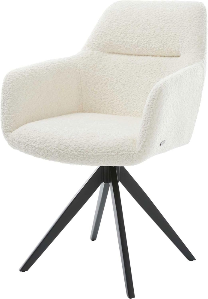 Esszimmerstuhl Pejo-Flex Bouclé Weiß Kreuzgestell kantig Schwarz Taschenfederkern Bild 1