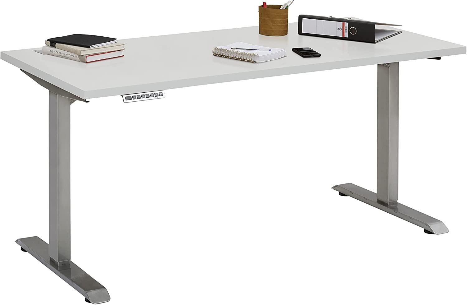 Schreibtisch >EDJUST< (BxHxT: 175 x 120 x 80 cm) Roheisen lackiert - platingrau Bild 1