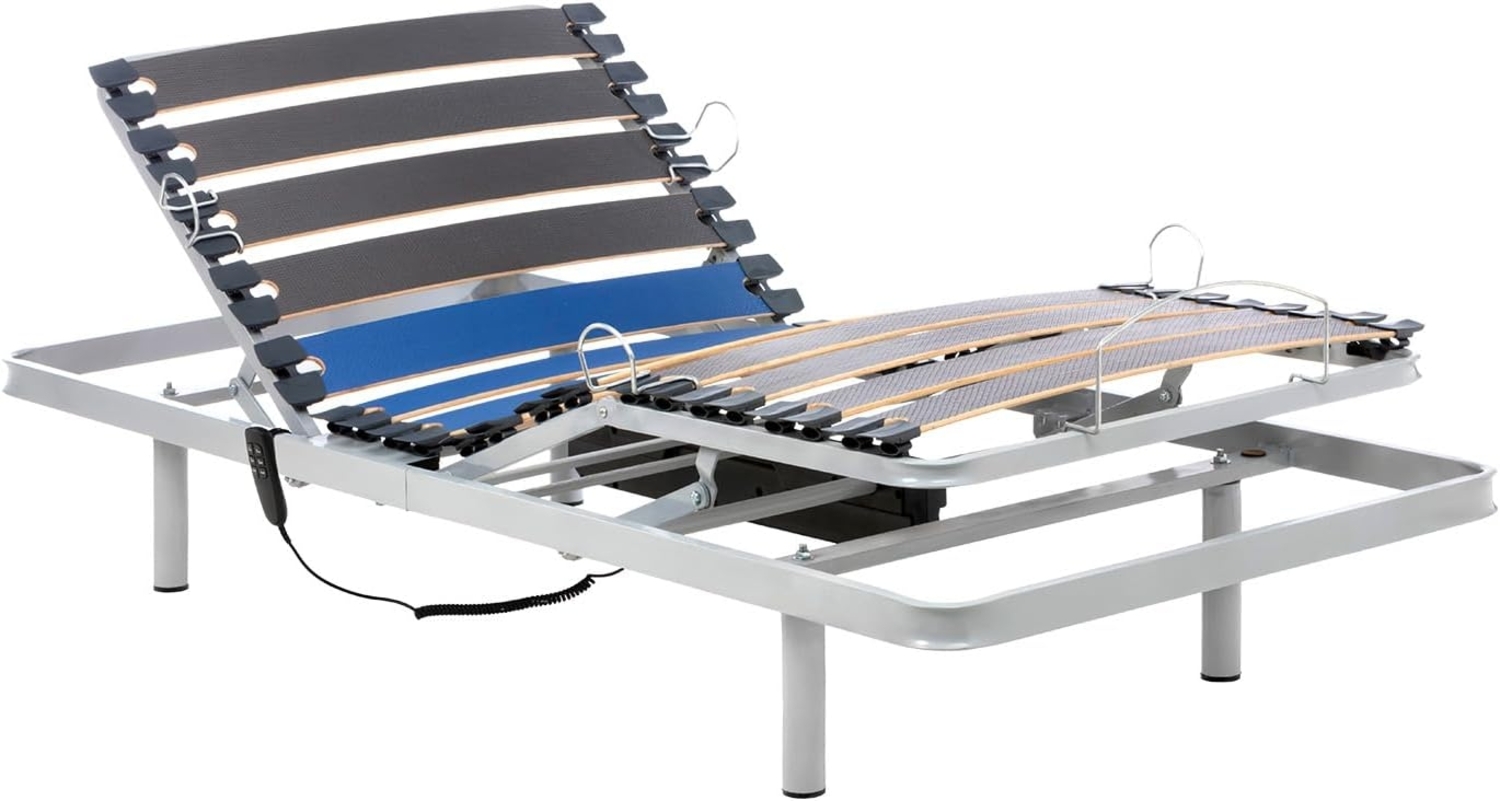 Geriafy - Elektrisch Verstellbarer Lattenrost Home Silver | 90x190 cm | Verstärkt und kompakt | Kabelgebundene Fernbedienung Bild 1