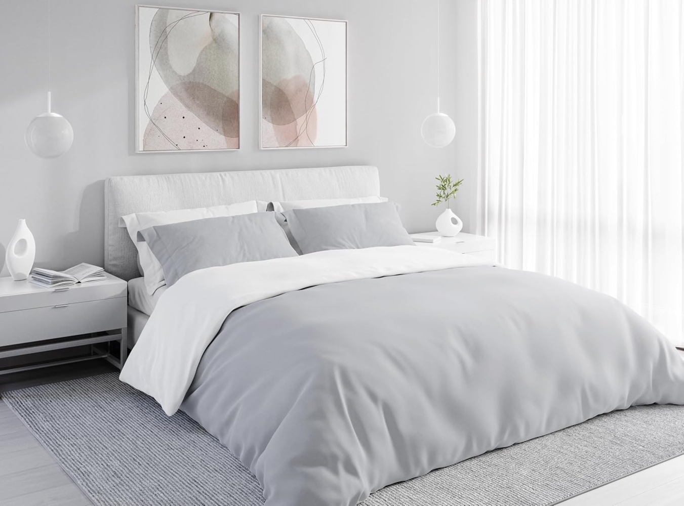 Wolkenfeld Wendebettwäsche Mikrofaser Bettwäsche - Allergiker Bettwäsche - unfassbar weich, Mikrofaser, 4 teilig, 135x200 cm, 155x220 & Übergrößen I inkl. Kissenbezüge 80x80 I 2-farbig Bild 1