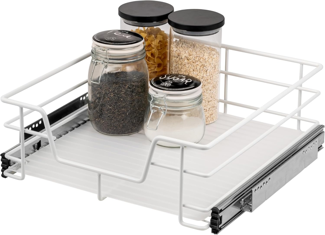 bremermann Teleskopauszug für 50 cm Schrank mit Einlegeboden, aus Metall, weiß Bild 1