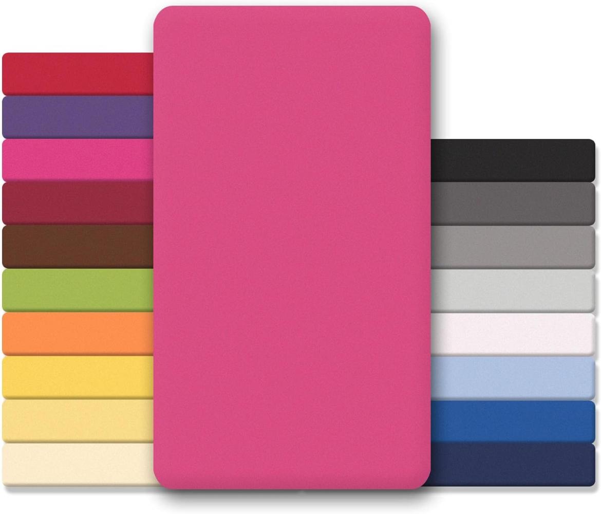 CelinaTex Jersey Topper Spannbettlaken Lucina Doppelpack 180x200-200x200cm pink 100% Baumwolle gekämmt bis 12cm Matratzenhöhe Oeko-TEX Bild 1