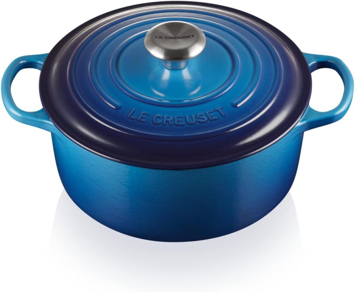 Le Creuset Signature Gusseisen-Bräter mit Deckel, Für alle Herdarten und Induktion geeignet, Rund, Azure, 24,0 cm, 4.2 Bild 1