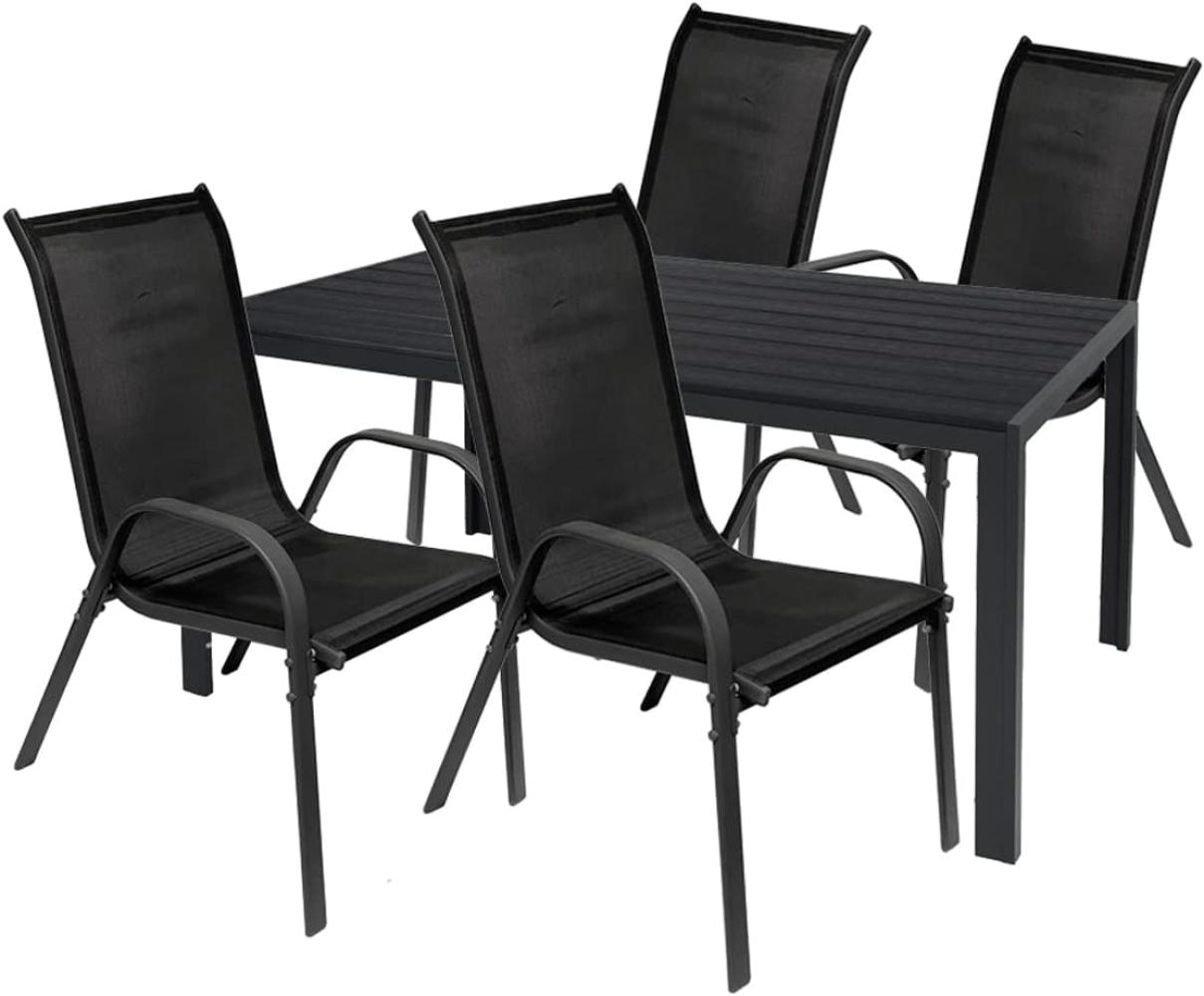 Gartengarnitur Sitzgarnitur 5-teilig 150x90cm Anthrazit/Schwarz Bild 1