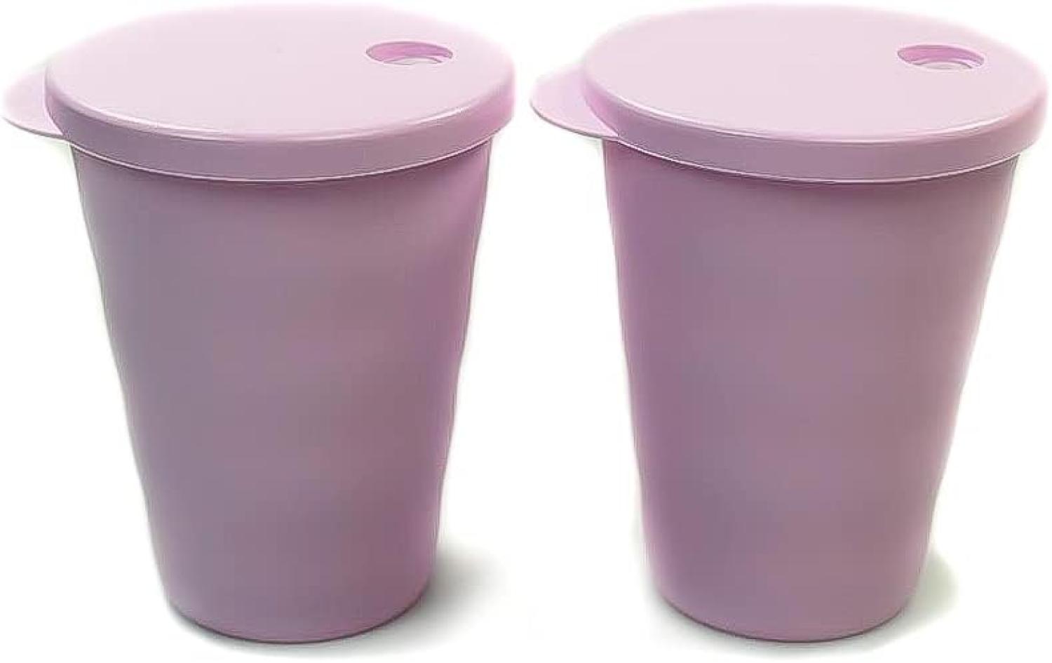 TUPPERWARE Junge Welle Trinkhalmbecher 330 ml (2) rosa Trinkhalm Becher Bild 1