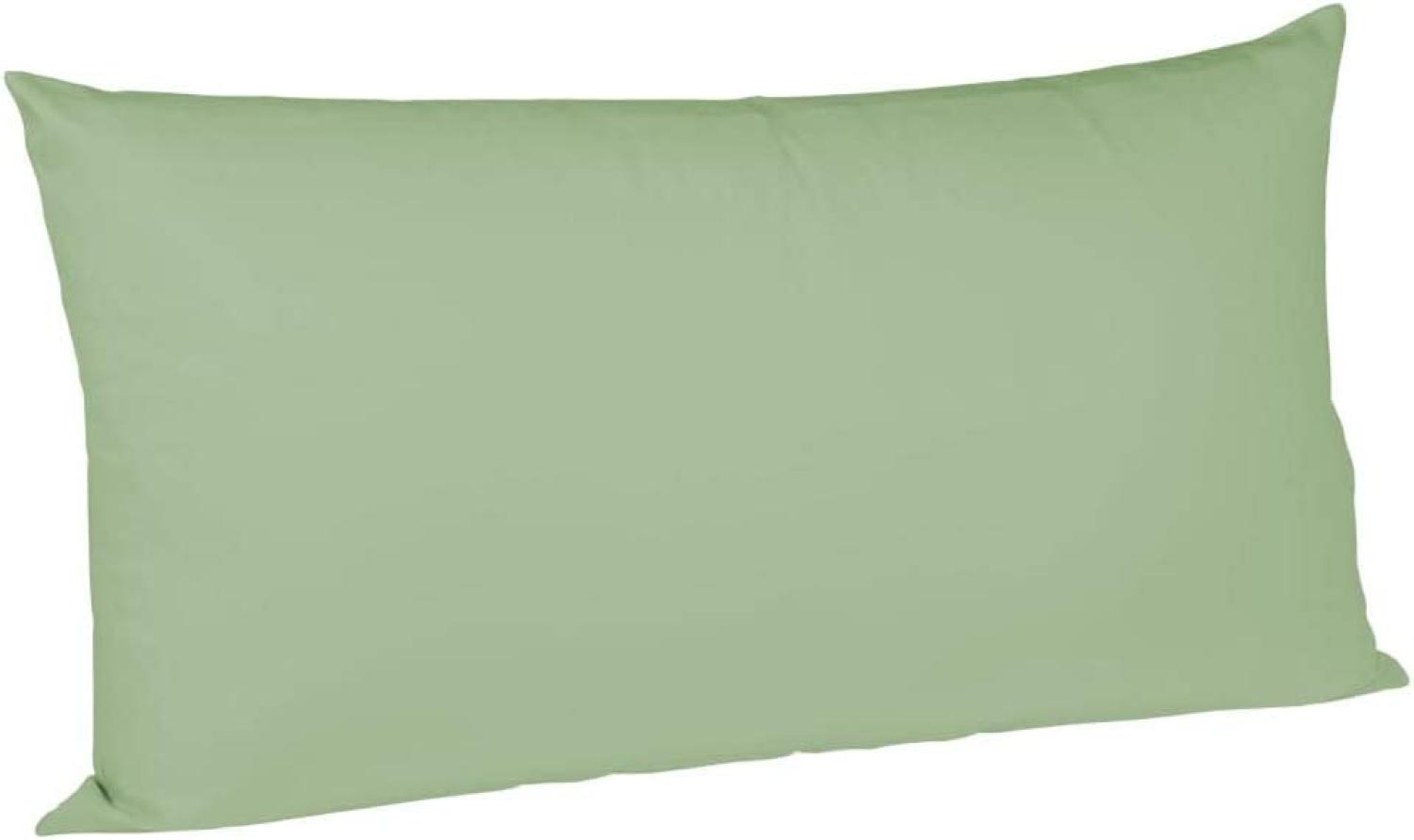 Fleuresse Mako-Satin Kissenbezüge 40x80 cm uni mit RV DP 1525 jadegrün Bild 1