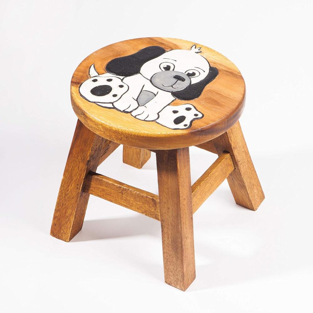 Kinderhocker 'Hund' massiv aus Holz, 25 cm Sitzhöhe Bild 1