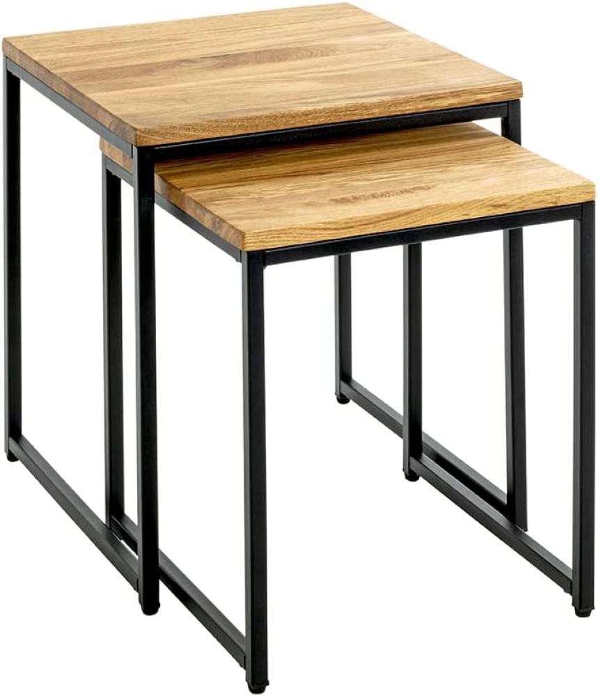 HAKU Möbel Beistelltisch 2er Set, eiche, schwarz, 33 x 33 x H41 / 38 x 38 x H46 Bild 1