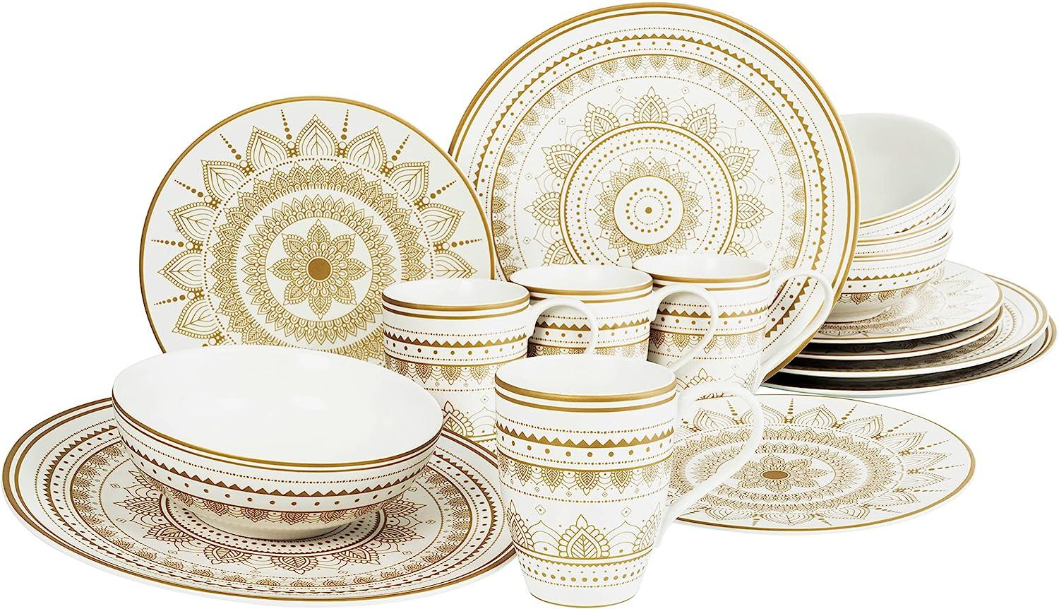 CreaTable 23596 Kombiservice Mandala für 4 Personen, Steinzeug, weiß (1 Set, 16-teilig) Bild 1