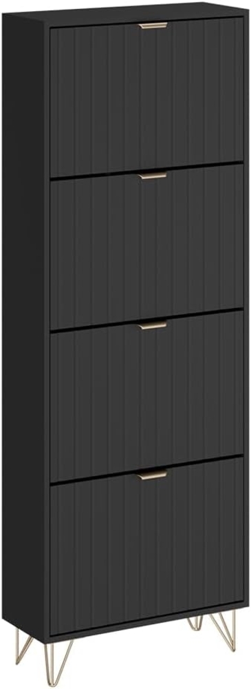 Schuhschrank Helge Schwarz 60 x 166.7 cm 4 Fächer Vicco Bild 1