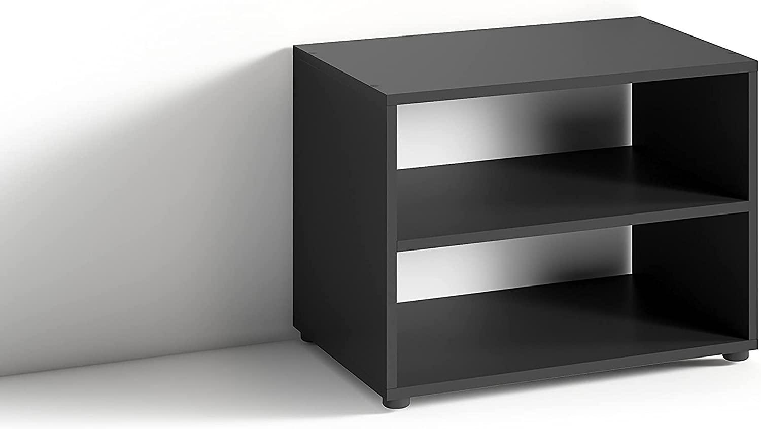 byLIVING TV Stand VICTORIA / kleines Regal schwarz / Beistelltisch 60 cm breit / Wohnzimmertisch / Schrank / TV Bank / TV Tisch / Schwarz / 60 x 45 x 39 cm (BxHxT) Bild 1