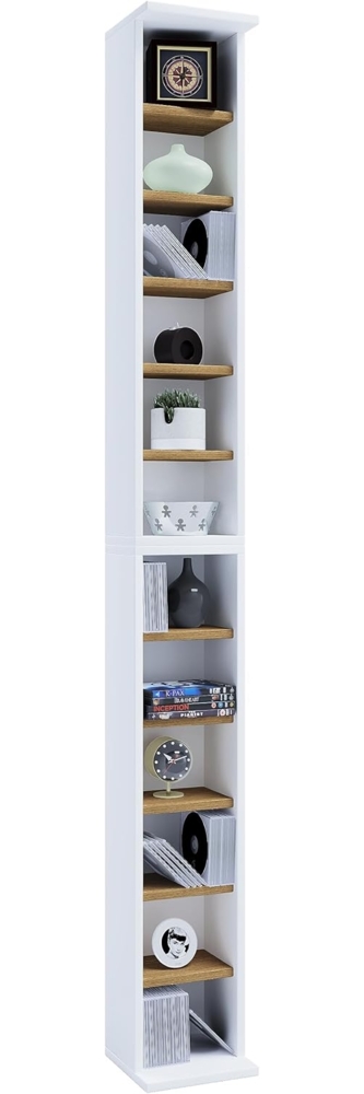 VCM Standregal Bigol 919401 Weiß / Honig-Eiche H. 180 x B. 21 x T. 20 cm Bild 1