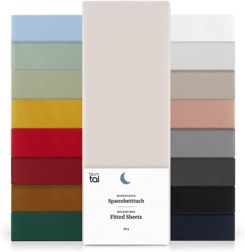 Blumtal® Mikrofaser Spannbettlaken 100x220 cm 2er Set - Oekotex zertifiziertes Bettlaken 100x220 - Leintuch 100x220 - Spannbettuch 100x220 cm - Spannleintuch 100x220 cm - Spannleintuch Elfenbein Bild 1