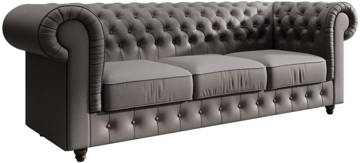 Chesterfield Sofa Hermine (Kunstleder) Grau Bild 1