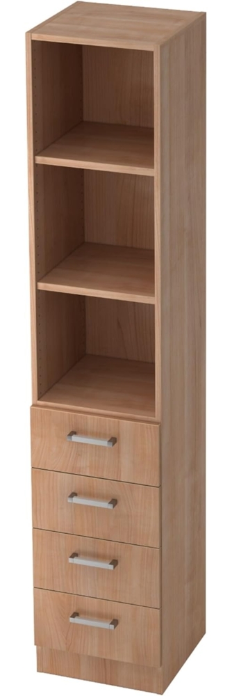 bümö office Aktenschrank Regal mit Schubladen, Büroschrank schmal aus FSC-Holz, 40cm breit in Nussbaum - Aktenregal & Schubladenschrank mit Chromgriffen, Büro Möbel Schrank System, 7600-N-N-CE Bild 1